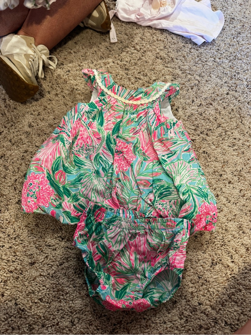 Lilly Pulitzer Pink & Green Floral Bubble Skirt Set